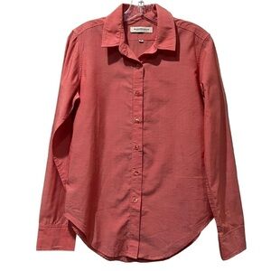 Raleigh Workshop Medium Coral Button Down Blouse 💯 Cotton P